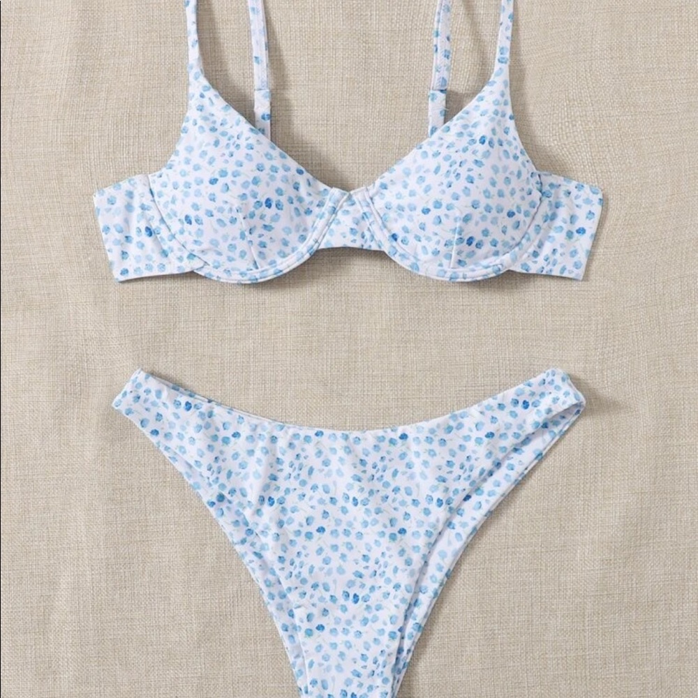brand new blue floral bikini